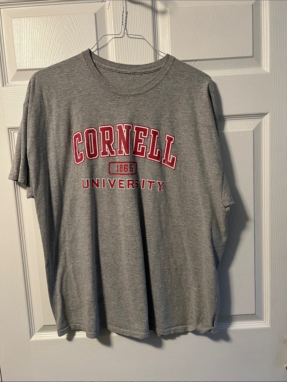 Cornell University Gray Tee with Red Lettering